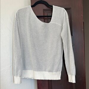 Line & Dot White and Gray Striped Sweater